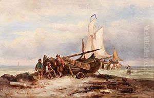 Kustlandskap Med Fiskare by Johannes Koekkoek
