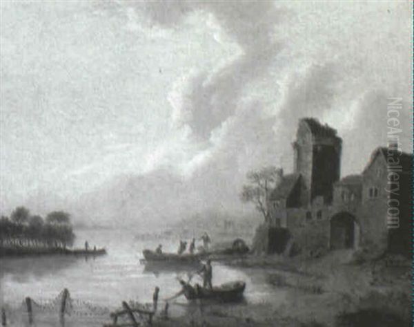 Fishing In A River Estuary - view 1