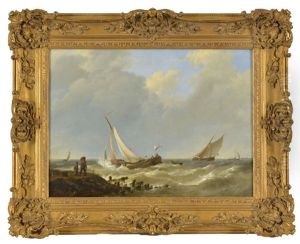 Barques De Peche, Mer Formee by Johannes Hermanus Koekkoek Snr