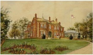 . Lancashire Navy League Sea Training Home, Liverpool. Watercolour Signed And Dated 1900. Gold Frame. Measures 10 X 17 Inches