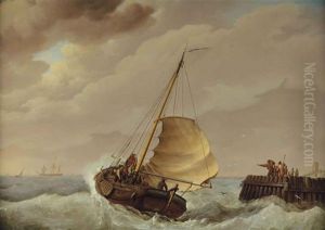 Off To Sea: The Barge Hier Na Beter by Johannes Hermanus Koekkoek Snr