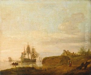 Kustenlandschaft Mit Segelschiffen Kustenlandschaft Mit Segelschiffen