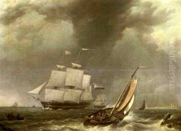 A Frigate Under Sail By A Coast - view 1