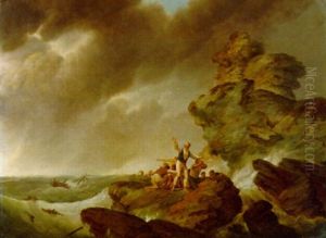 Schiffbruchige by Johannes Hermanus Koekkoek Snr