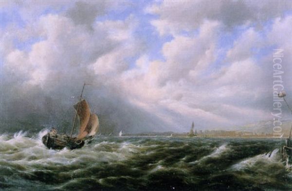 Shipping Off The Coast In A Stiff Breeze - view 1