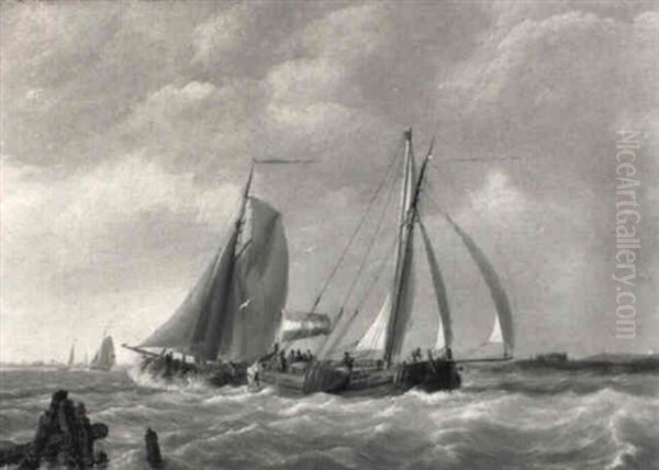 Dutch Sailing Vessels In A River Estuary - view 1