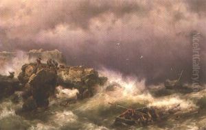 Shipwreck by Johannes Hermanus Koekkoek Snr