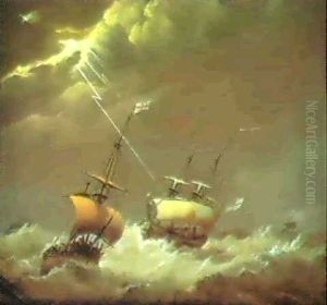 The Storm by Johannes Hermanus Koekkoek Snr