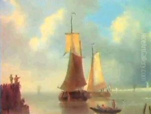 Shipping In A Calm Sea by Johannes Hermanus Koekkoek Snr