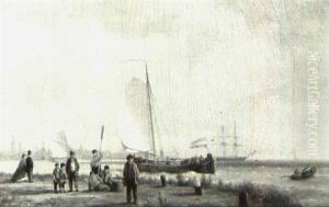 Along The Estuary by Johannes Hermanus Koekkoek Snr