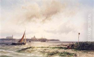 A Stiff Breeze At Sea by Johannes Hermanus Barend Koekkoek