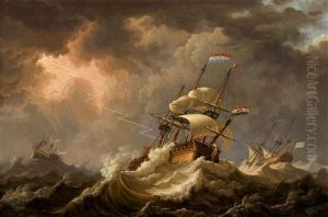 Schiffe Auf Sturmischer See by Johannes Hermanus Barend Koekkoek
