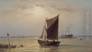 Shipping In An Estuary by Johannes Hermanus Barend Koekkoek