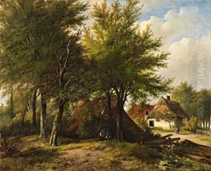 Landscape With A Farmhouse by Johannes Hermanus Barend Koekkoek