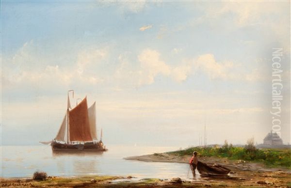 Unloading The Anchored Ship - view 1
