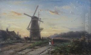 Landscape With Windmill by Johannes Hermanus Barend Koekkoek