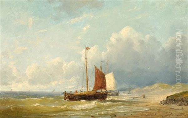 A View Of A Coast With Two Sailboats - view 1