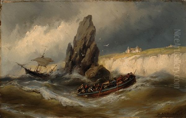 Shipwreck On The English Shore by Johannes Hermanus Barend Koekkoek