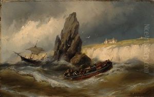 Shipwreck On The English Shore by Johannes Hermanus Barend Koekkoek
