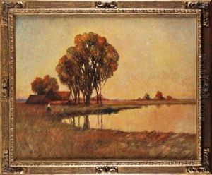 Paysage Avec Personnage Pres D'un Lac Paysage Avec Personnage Pres D'un Lac