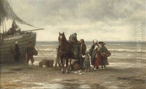Unloading The Catch by Johannes Hermanus Barend Koekkoek