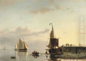 A Jetty At Low Tide by Johannes Hermanus Barend Koekkoek