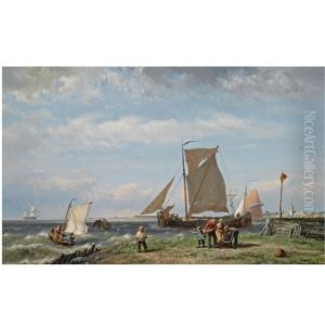 Shipping On The Zuiderzee by Johannes Hermanus Barend Koekkoek