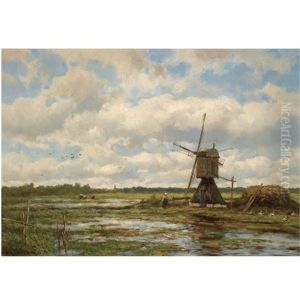 A Windmill In A Polder Landscape