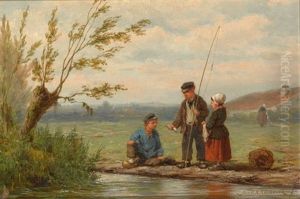 The Little Anglers by Johannes Hermanus Barend Koekkoek