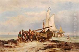 Strandparti Med Fiskere Der Hviler Sig Ved Baden