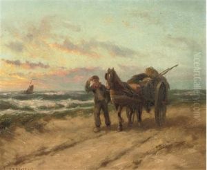A Shellfisher On His Way Home by Johannes Hermanus Barend Koekkoek