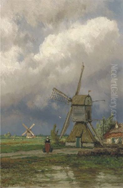 Windmills In A Dutch Polder Landscape - view 1