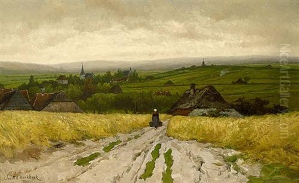 A Peasant Woman On A Path In An Extensive Hilly Landscape - view 1