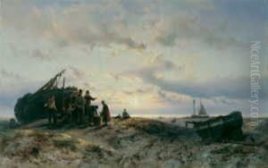 Fischer Am Strand by Johannes Hermanus Barend Koekkoek