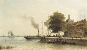 Aan De Kade: A Steamship Passing The Groot Hoofd, Dordrecht Aan De Kade: A Steamship Passing The Groot Hoofd, Dordrecht