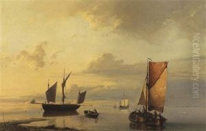 Shipping In A Calm by Johannes Hermanus Barend Koekkoek
