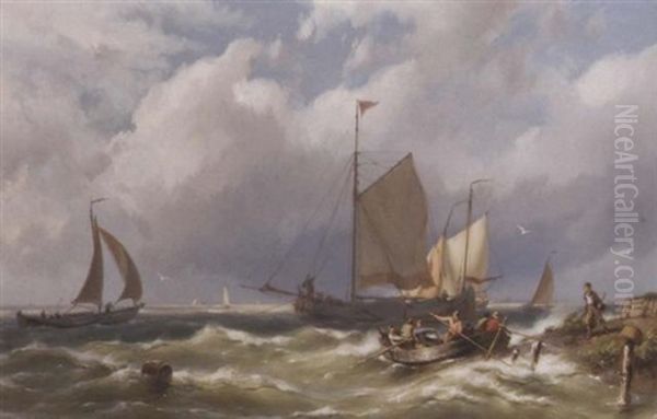 Shipping On Choppy Waters By A Coast - view 1