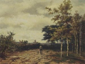 A Peasant And His Dog On A Path by Johannes Hermanus Barend Koekkoek