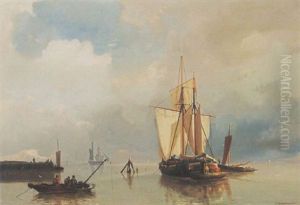 Shipping In A Calm by Johannes Hermanus Barend Koekkoek