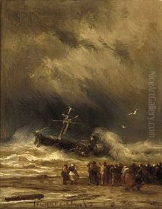 The Floundering Steam Ship by Johannes Hermanus Barend Koekkoek
