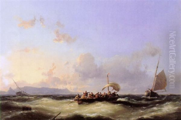 Salvaging Off A Coastline At Sunset - view 1