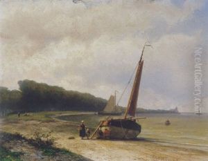 Gezicht Aan De Maas Bij De Oude Plantage Te Rotterdam by Johannes Hermanus Barend Koekkoek