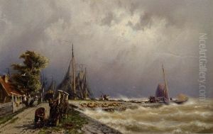 Volendam Bij Buig Weder by Johannes Hermanus Barend Koekkoek