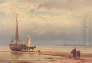 A Beached Bomschuit by Johannes Hermanus Barend Koekkoek