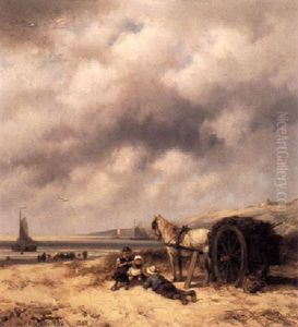 Children With A Horse-cart In The Dunes Children With A Horse-cart In The Dunes