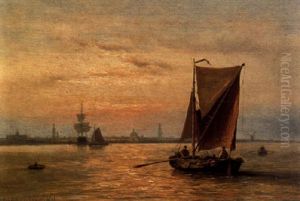 Shipping In A Calm by Johannes Hermanus Barend Koekkoek
