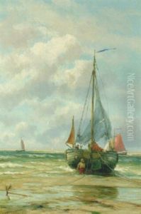 A Bomschuit In The Breakers by Johannes Hermanus Barend Koekkoek