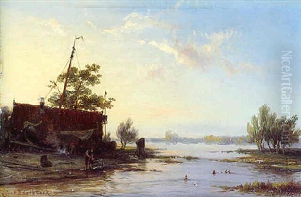 A Shipyard At Sunset - view 1