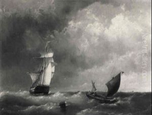 A British Man-of-war Outwardbound On A Rough Sea