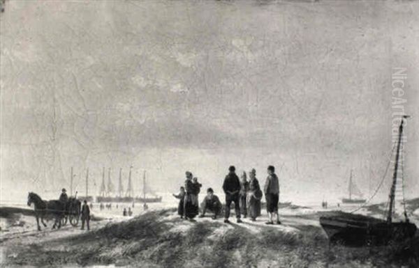 Fisherfolk Conversing On A Dune Top - view 1